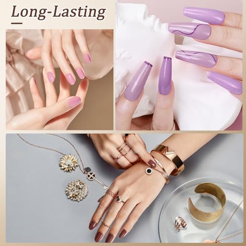 LKE Gel Nail Polish Set 6 Colors Autumn Neutral Brown Nude Pink Milky White Gel Polish Set Gel Nail Kit Soak Off U V/LED Nail Lamp Nail Art Design Manicure for Home DIY & Salon