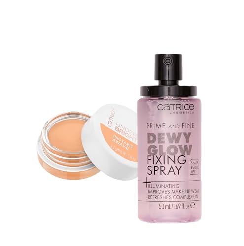 Catrice Prime & Fine Dewy Glow Spray & Under Eye Brightener Bundle