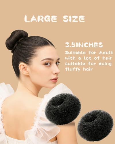 Hair Bun Maker Kit - 4 Donut Sock Buns, Elastic Bands & Pins