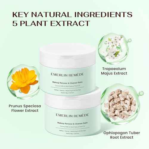 Makeup Remover & Cleanser Balm with Coconut Milk & Multi Natrual Plant Oil for Melting, Cleaning And Moisturizing For All Skin Type