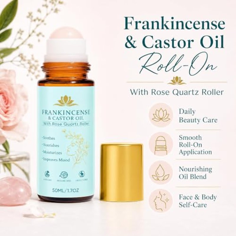Organic Frankincense & Castor Oil Roll-On with Rose Quartz
