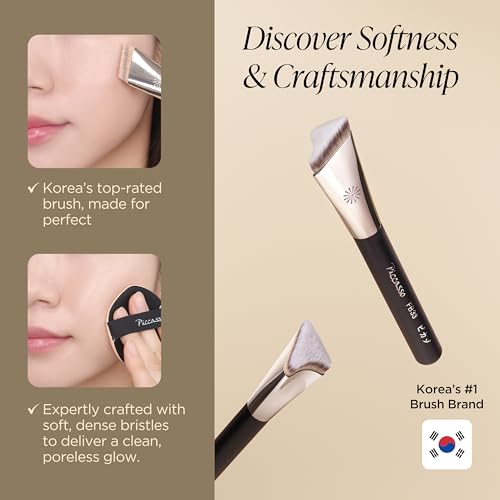 Piccasso FB33 Foundation Brush ? Tapping Cover Brush for Liquid & Cream Foundation, Fills Pores with Soft Bristles for Smooth and Flawless Face Makeup, Professional Korean Beauty Tool
