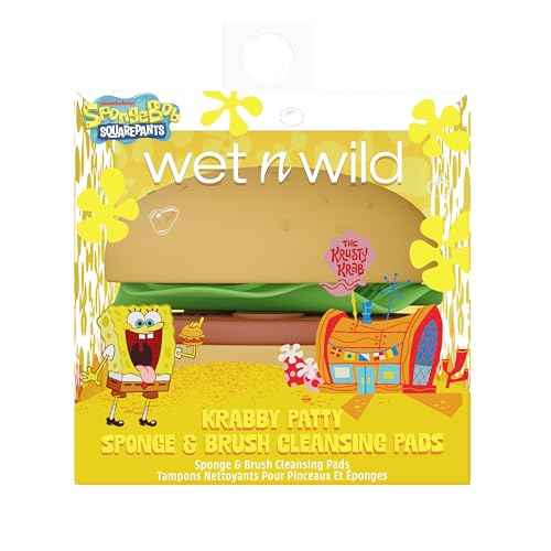 wet n wild SpongeBob Sponge & Brush Cleansing Pads, Flexible Silicone Cleaning Surface, Deep-Cleans All Brush Sizes ? Krabby Patty