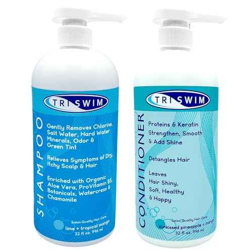 TRISWIM Hair Care Bundle with Swim Shampoo and Conditioner 32 Fl Oz Each | Repairs Chlorine-Damaged Hair, Enhances Natural Texture | Nourishing Pack of 2