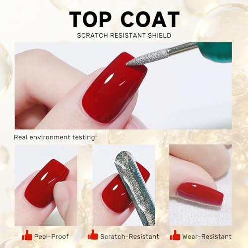 Karroy No Wipe Gel Polish Top Coat & Base Coat Set 2PCS 18ml Long-Lasting High Gloss
