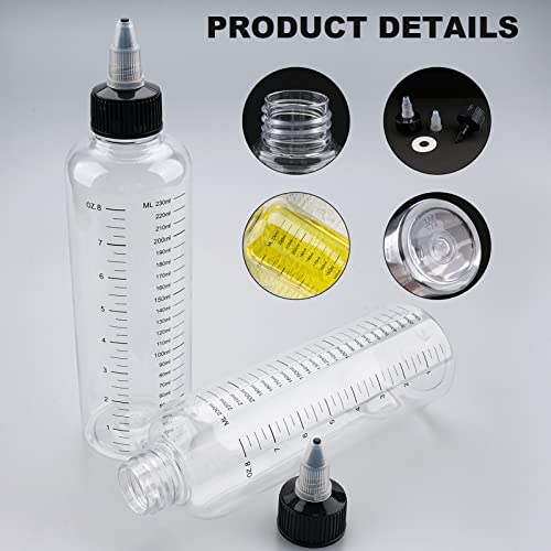 Hair Dye Applicator Bottle 8.5oz 2-Pack with Graduated Scale