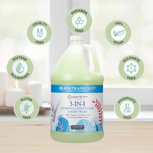 Ginger Lily Farms 3-in-1 Shampoo Conditioner Body Wash, 1 Gallon