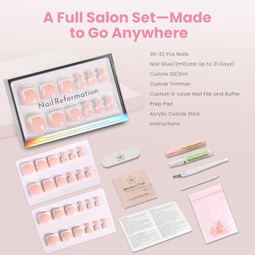 Dip My Toes Nail Reformation Press On Toenails Short Square French Tips