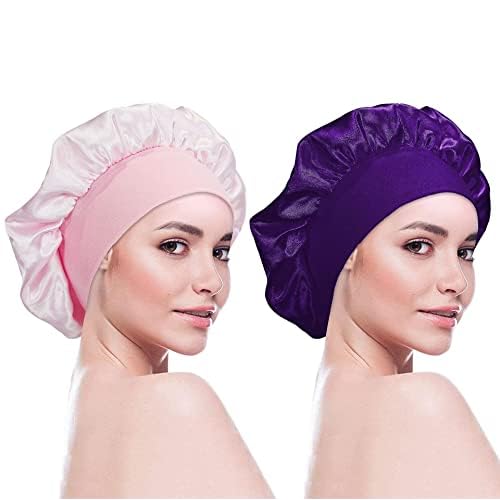 Tergy 12pcs Satin Bonnet Caps for Women Solid Color Hair Bonnets for Sleeping Elastic Band Bonnet Hats for Black Women Hair Care