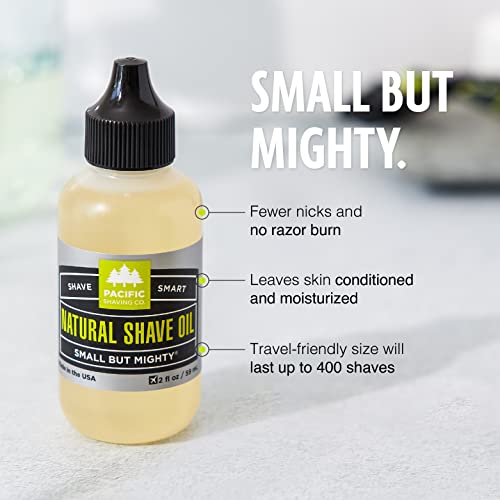Pacific Shaving Company Natural Shaving Oil - Shaving Oil for Men & Women - Avocado, Sunflower Seed & Vitamin E Oil for Face, Legs, Arms & Full Body - Unisex Beard & Shave Care (0.5 Fl Oz)