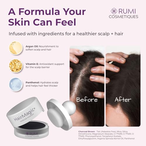 Rumi Cosmetiques HairMagic+ Charcoal Brown Root Touch Up Powder for Women