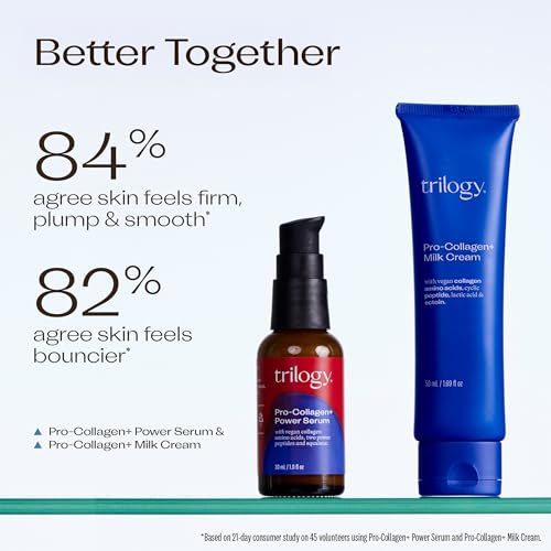 Trilogy Pro Collagen+ Power Serum, Firming and Renewing Essence with Vegan Collagen Amino Acids, Hyaluronic Acid and Squalane, 1.0 fl oz