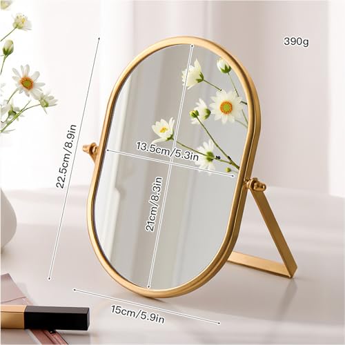 Tabletop Mirrors Makeup Mirror Portable Vanity with Metal Frame Desk Table Mirror with 180¡ÆAdjust Dressing Room Rotate Good for Bedroom Bathroom
