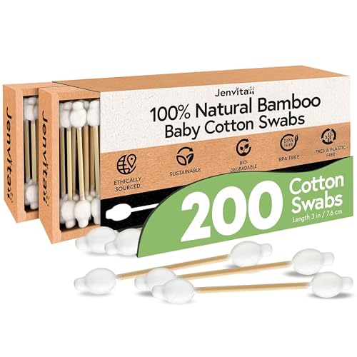 Bamboo Cotton Swabs 200-Pack - Baby Safe Ear Cleaning