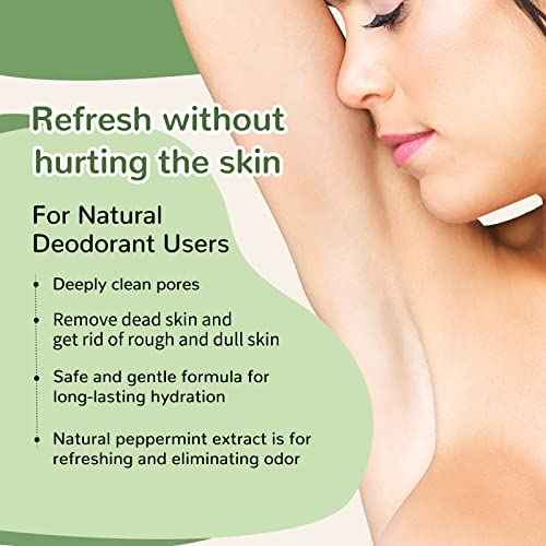 Armpit Detox Scrub 8.8 oz with Peppermint, Aloe Vera and Walnut Shell Powder, Underarm Scrub Helps on Removing Odor, Deep Cleanse & Exfoliating, also for Legs, Knee, Feet, Hands Whole Body