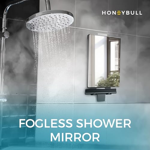 HONEYBULL Fogless Shower Mirror with Water Tank for Shaving