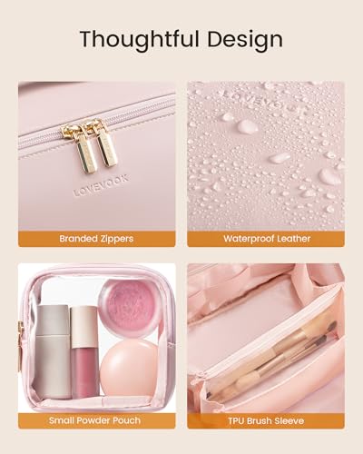 LOVEVOOK Travel Makeup Bag 2-Piece Set, Waterproof Cosmetic Organizer