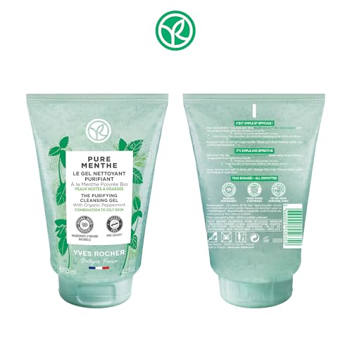Yves Rocher Purifying Cleansing Gel for Combination to Oily Skin ? Pure Menthe ? 4.2 Oz ? 1 Ct