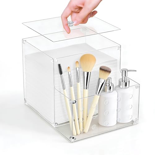 Puretalon Clear Acrylic Face Towel Holder for Clean Towels XL – Multi-Use Organizer