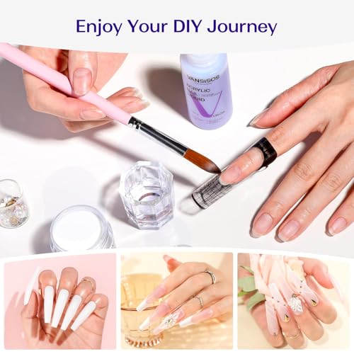VANSISOS Acrylic Nail Kit for Beginners - Powder & Liquid Set with Brushes