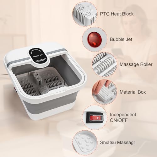 Collapsible Foot Spa Bath Massager with Heat & Bubble Jets
