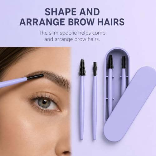 AQUP Reusable Grey Eyebrow & Eyelash Brush with Case - Makeup Spoolie Tool