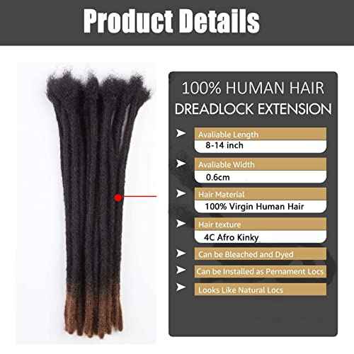 0.6 cm Thickness 8 Inch #T1B/30 100 Strands 100% Real Human Hair Dreadlock Extensions for Men and Women. Handmade for Full Head, Can Be Dyed and Bleached. Dreadlocks Bulk Permanent Locs