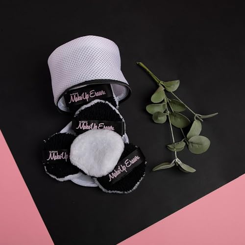 MakeUp Eraser Puff 5pc Set, Reusable and Machine Washable Rounds, Laundry Bag Included,5 Count (Pack of 1)