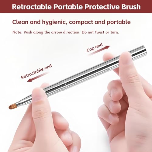 Silver Dual-Ended Retractable Lip Brush with Protective Cap