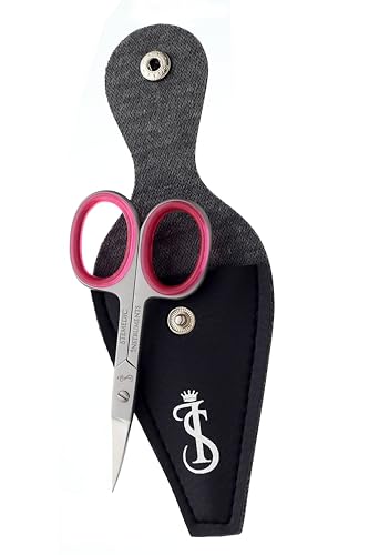 Stemedic Instruments Curved Nail & Eyebrow Scissors Silver with Pink Ring