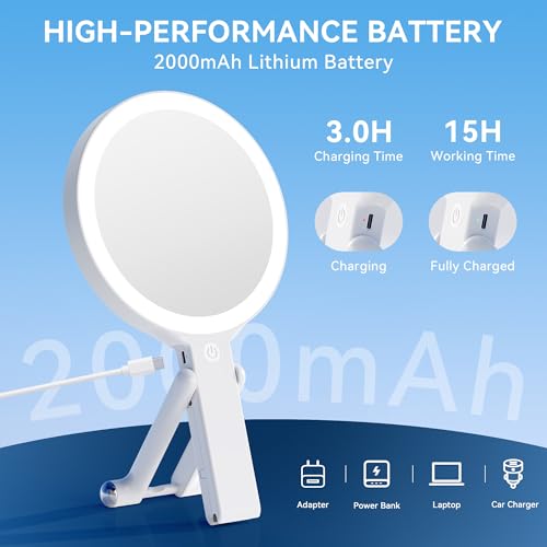 Auxmir Double-Sided Travel Makeup Mirror with 30X Magnification