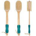 OWIIZI Back Scrubber for Shower with Soft and Stiff Boar Bristles Dual-Sided Wooden Long Handle Antiskid Body Bath Brush for Back Use Wet or Dry,Deep Cleanse Large Surface Back Scrub Brush