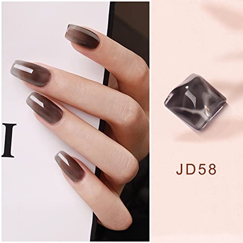 VENALISA 15ml Jelly Black Brown Gel Nail Polish, Neutral Jelly Black Gel Polish Sheer Brown Translucent Color Soak Off UV LED Nail Gel Polish Nail Art Starter Manicure Salon DIY at Home, 0.53 OZ