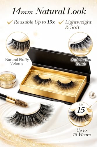 14mm Faux Mink Lashes - Reusable 3D Natural Look