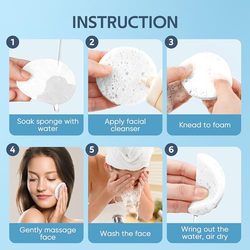 GAINWELL 50-Count Facial Sponges with Storage Container