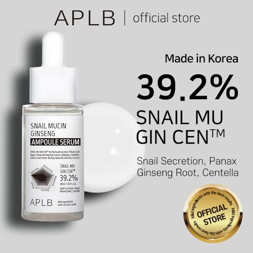 APLB Snail Mucin Ginseng Ampoule Serum | SNAIL MU GIN CEN¢â 39.2% 1.35 FL.OZ/Korean Skincare, Wrinkle care, Pore care, Improve elasticity for firm skin