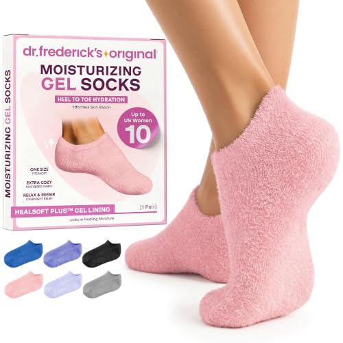 Dr. Frederick's Moisturizing Gel Socks for Dry Feet & Cracked Heels, Pink 1 Pair