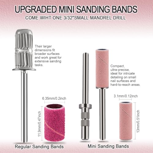 Mini Sanding Bands for Nail Drill - 135pcs Mix Pink Zebra-Stripe Purple Black