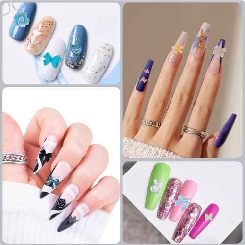 300 Pieces 3D Mix Assorted Resin Nail Charms Hollow Pearl Heart Nail Art Charms Gems Gummy Bear Star Heart Flowers Acrylic Beads