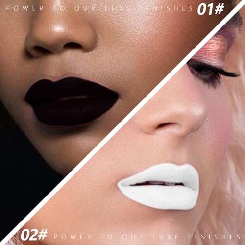 Black White Matte Lipstick Set - 2Pc Twist Up for Halloween Cosplay