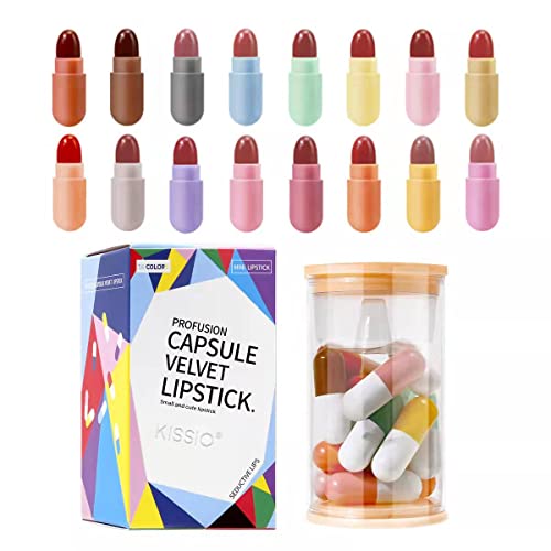 KISSIO Mini Lipstick Set - 16 Colors Matte Velvety Waterproof
