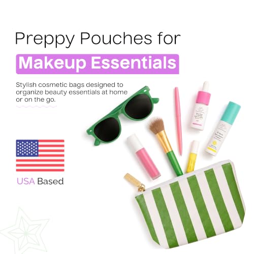 Aspen Lane Makeup Bag Set of 5, Preppy Stripe Water Resistant