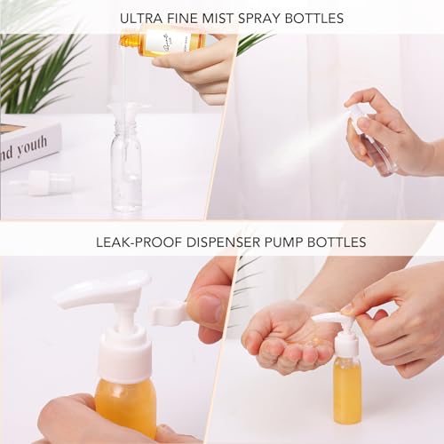 Muslish 21-Pack Travel Bottles Set Leak-Proof TSA Approved Silicone Containers with Toiletry Bag