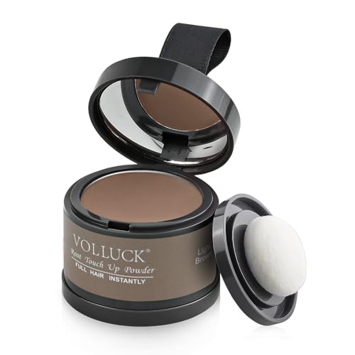 VOLLUCK Light Brown Root Touch Up Powder 0.14oz Instant Gray & Thinning Hair Concealer