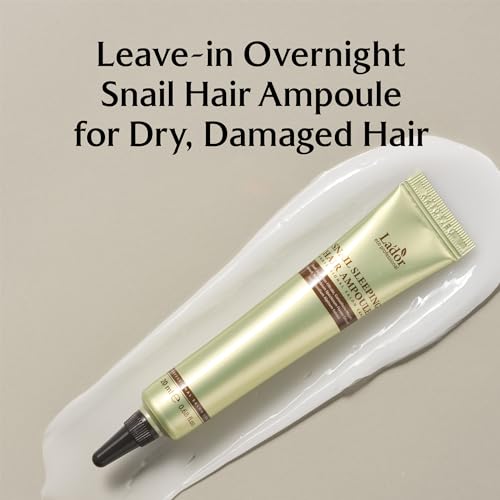 LADOR Snail Sleeping Hair Ampoule Serum - Intensive Overnight Leave-In Mask - Treatment for Frizzy Dry Damaged Thinning Hair Korean Haircare