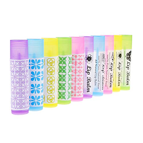 Kare & Kind Lip Balm Crafting Kit - Filling Tray and Spatula - 50 Empty Tubes with Caps (10x5 Colors) - 3/16 Oz (5.5 ml) - 50 Writeable and 50 Printed Stickers - DIY Kit