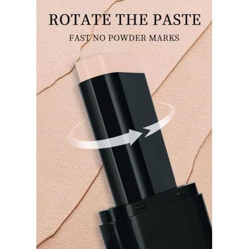 2 In 1 Foundation Stick With Brush¡¼Full Coverage¡½¡¼Long Lasting¡½¡¼Lightweight¡½Concealer Stick, 04 WHEAT COLOR