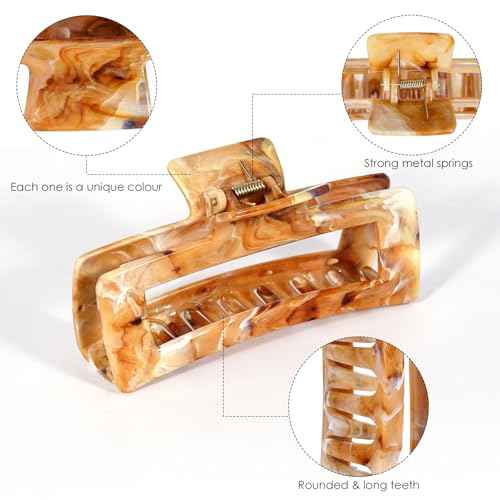 3Pcs Hair Claw Clips for Women, 5 Inch Non slip Large Claw Clip, Reference Ink Painting Design, Ideal for Home Party and Work Styling, Hair Accessories for Girls Gift (Brown Gray Purple)