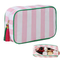 Large Stripe Zipper Makeup Bag - Chic Travel Cosmetic Organizer