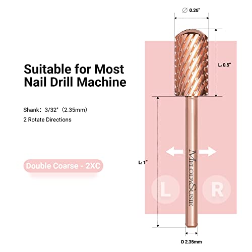 MelodySusie 3/32'' Smooth Round Carbide Nail Drill Bits - Double Coarse